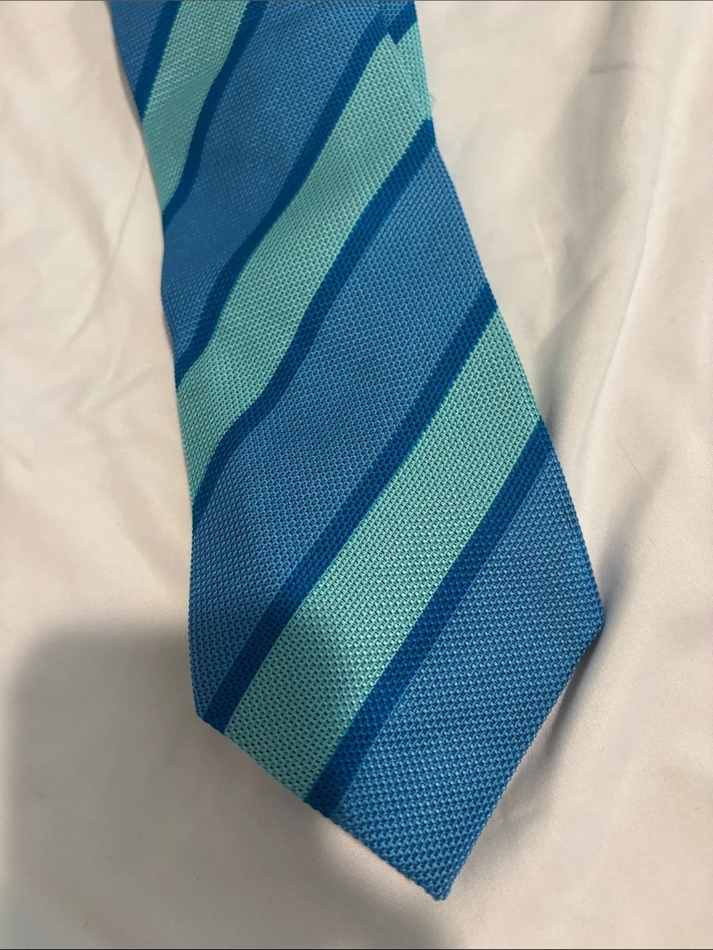 Charvet Mens Blue & Teal Diagonal Stripe Tie